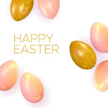 Happy Easter background with realistic easter eggs Stock Illustration