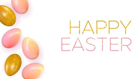 Happy Easter background with realistic easter eggs Stock Illustration