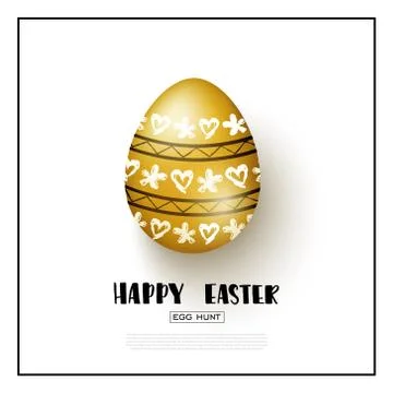 Happy Easter background with realistic golden egg. Vector illustration. Desig Stock Illustration