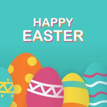 Happy Easter background template with beautiful eggs. Happy Easter big hunt or Stock Illustration