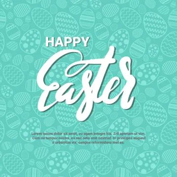 Happy Easter Background Template Greeting Card With Creative Lettering Hand Stockillustratie