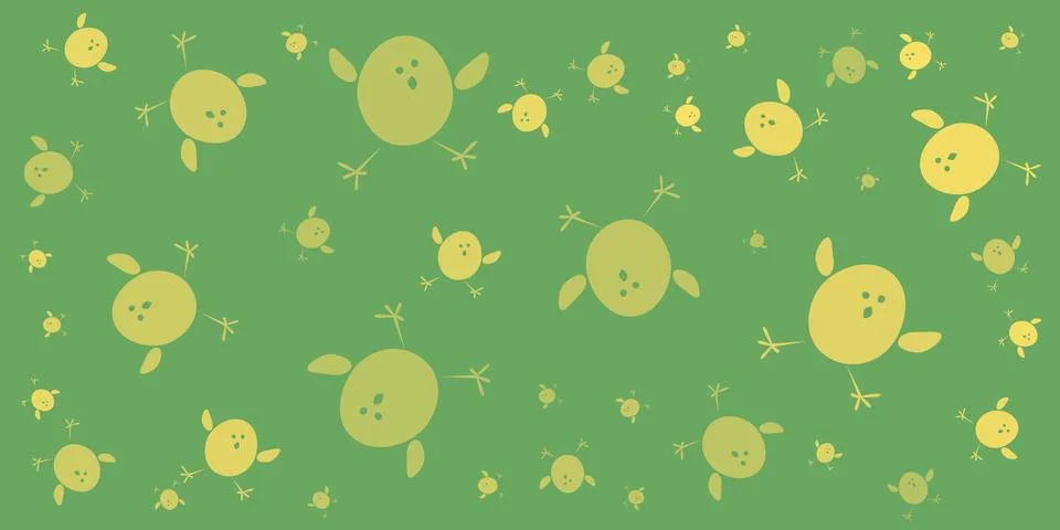 Happy Easter Background Template - Random Placed Yellow Chicks Pattern  - M.. Stock Illustration