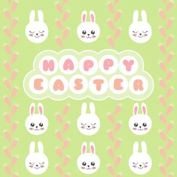 Happy Easter background vector. Cute illustration with funny bunny Stock Illustration