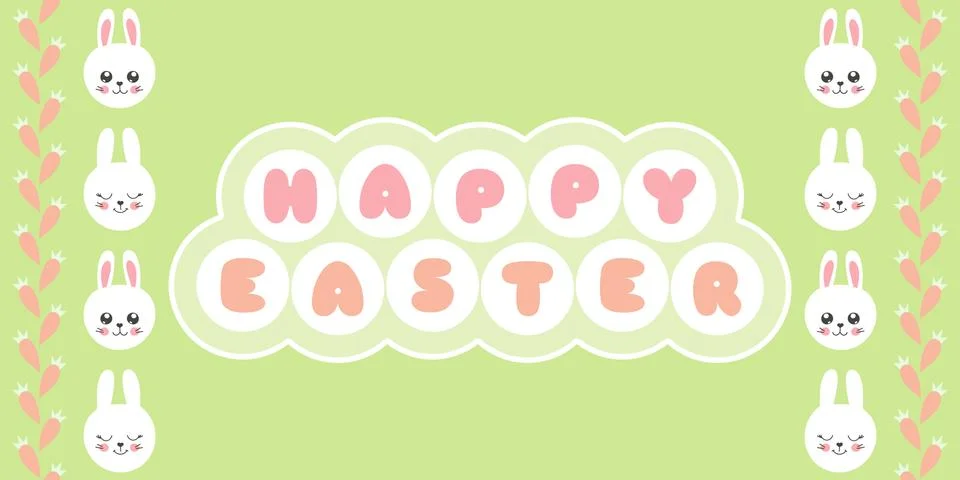 Happy Easter background vector. Cute illustration with funny bunny Stock Illustration