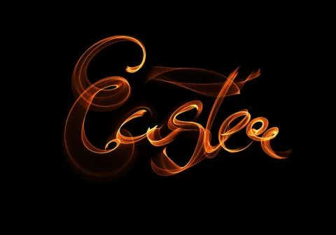 Happy Easter background written by fire flame or smoke. Invitation illustration Stock Illustration