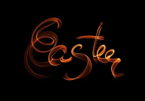 Happy Easter background written by fire flame or smoke. Invitation illustration Stock Illustration