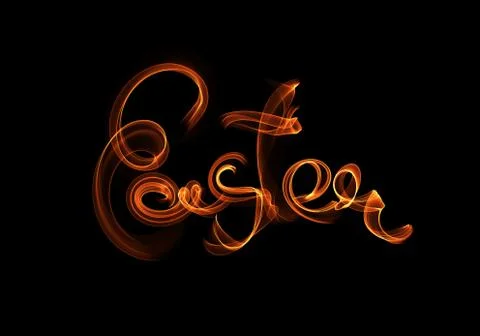 Happy Easter background written by fire flame or smoke. Invitation illustration Stock Illustration