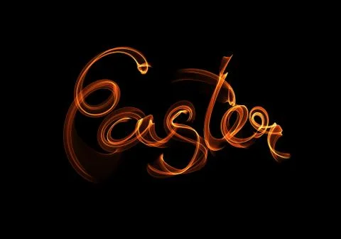 Happy Easter background written by fire flame or smoke. Invitation illustration Stock Illustration