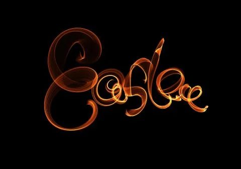 Happy Easter background written by fire flame or smoke. Invitation illustration Stock Illustration