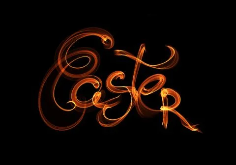 Happy Easter background written by fire flame or smoke. Invitation illustration Stock Illustration