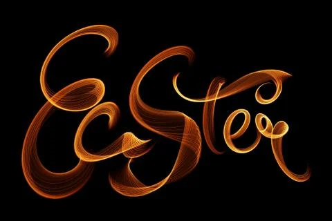 Happy Easter background written by fire flame or smoke. Invitation illustration Stock Illustration