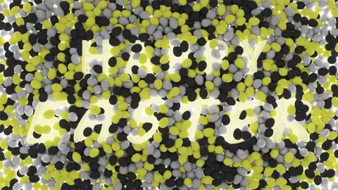 Happy Easter Background with yellow and black eggs Stock Footage 236169260