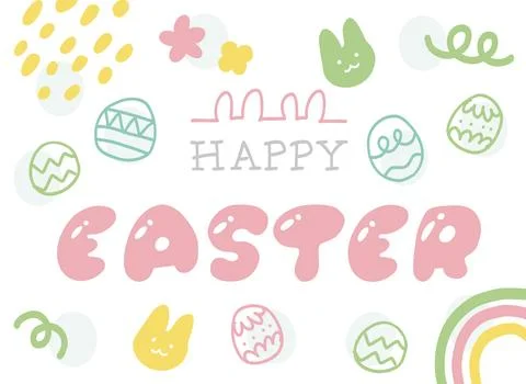 Happy Easter in balloon-like rounded cute letters. Stock Illustration