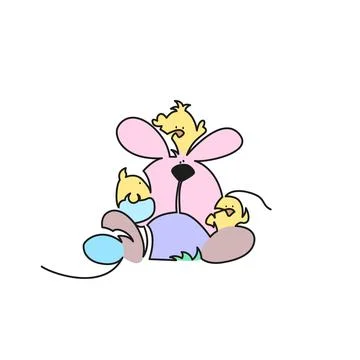 Happy easter banner background. Easter bunny and egg illustration continuous  Stock Illustration