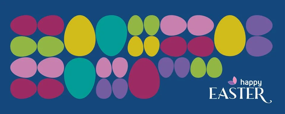 Happy easter banner background. Geometric abstract style. Multicolored eggs Illustrazione stock