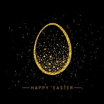 Happy Easter banner background template with beautiful golden egg. Vector. Illustrazione stock