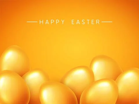 Happy Easter banner background template with beautiful realistic golden eggs 스톡 일러스트