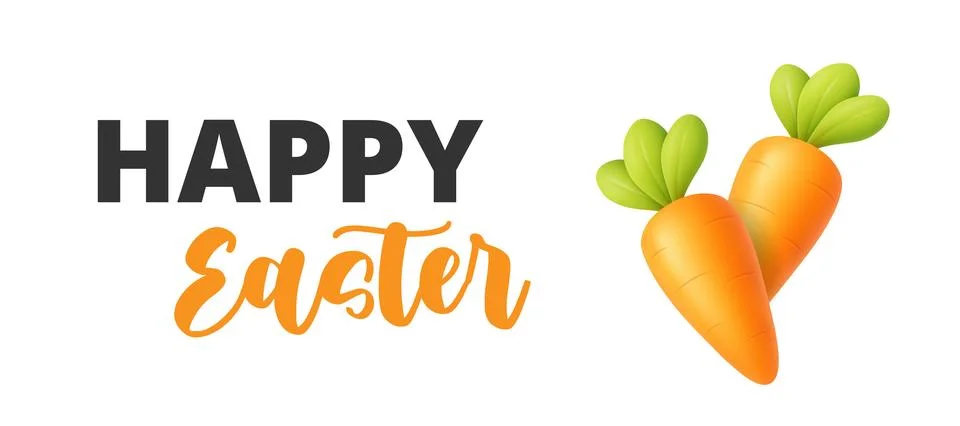 Happy Easter banner with carrots. Spring seasonal promotion template Stock Illustration