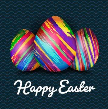 Happy easter banner with colorful egg Stock Illustration