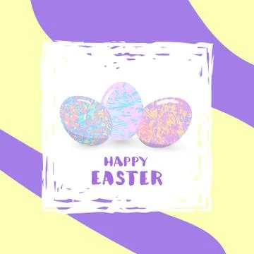 Happy Easter banner with colorful eggs. Element for graphic design - banner,  Stock Illustration
