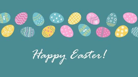 Happy Easter banner with colorful eggs Stockillustratie