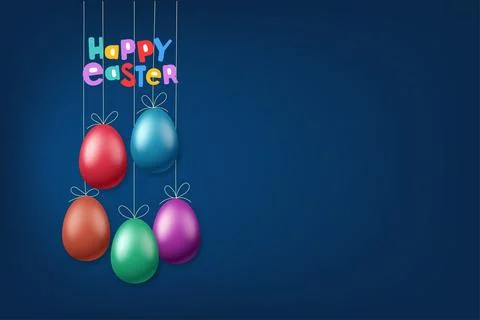 Happy Easter banner with copy space. 3d vector illustration Stockillustratie