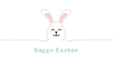 Happy Easter banner with cure smiling bunny. Greeting card, poster or banner Stock Illustration