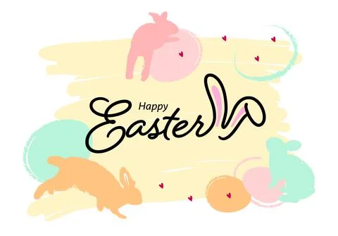 Happy easter banner. Easter design with typography, eggs and bunny Illustrazione stock