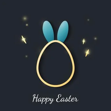 Happy Easter banner. Egg with rabbit ears. 스톡 일러스트