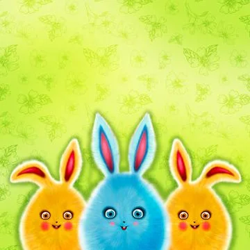 Happy easter Banner with eggs and ears. Cute fur rabbit in the shape of an egg Stock Illustration