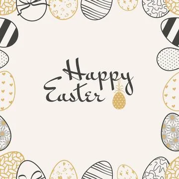 Happy Easter banner with eggs and lettering Stock Illustration