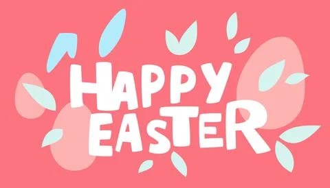 Happy Easter banner with eggs. Easter design with lettering in pastel colors. Stock Illustration