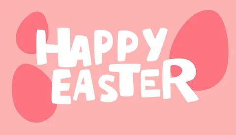Happy Easter banner with eggs. Easter design with lettering in pastel colors. Illustrazione stock