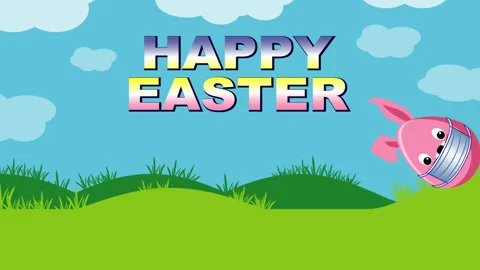 Happy Easter banner with eggs in mouth masks. Stock Footage 145423742