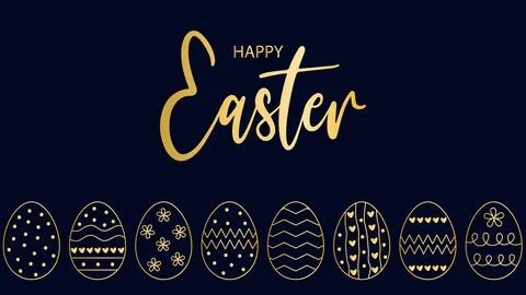 Happy Easter banner with golden eggs Illustrazione stock