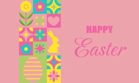 Happy Easter banner. Horizontal poster, greeting card, header for website. .. Stock Illustration
