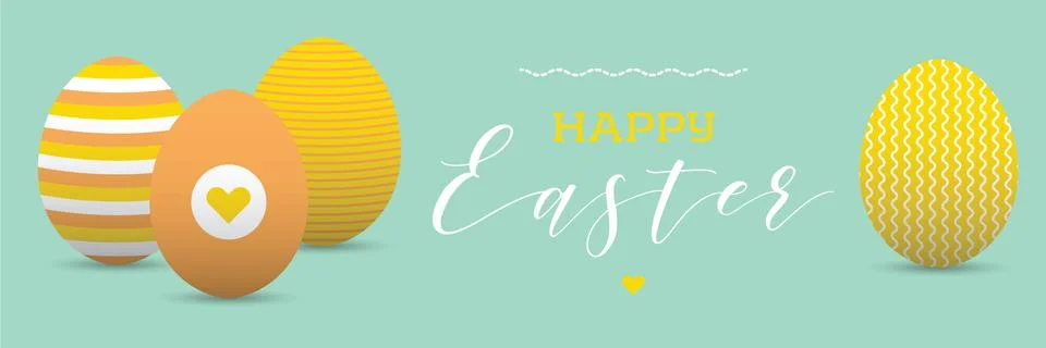 Happy easter banner with painted eggs Stockillustratie
