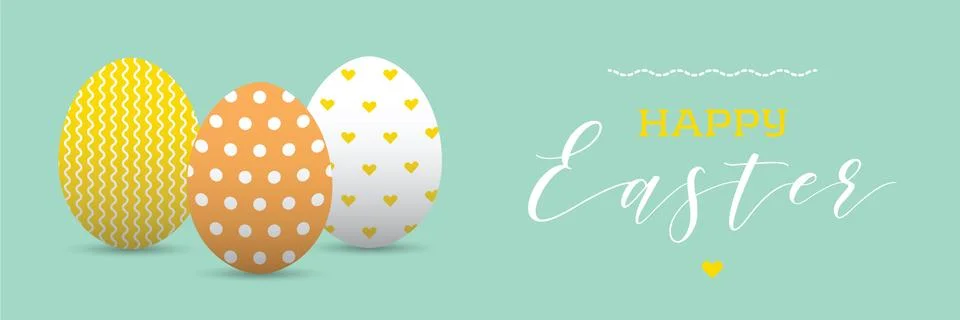 Happy easter banner with painted eggs Stockillustratie