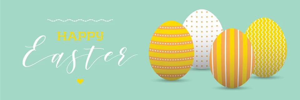 Happy easter banner with painted eggs Stock-Illustration