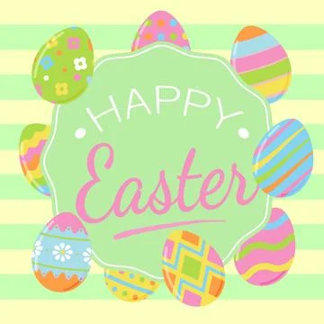 Happy Easter banner, poster, greeting card. Easter background design with let Stock Illustration