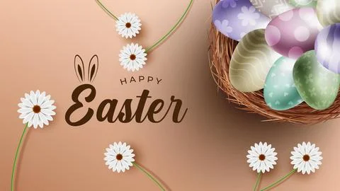 Happy Easter banner, poster, greeting card. Illustrazione stock