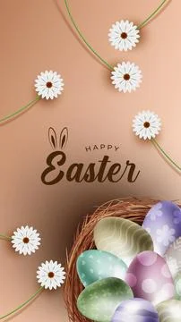 Happy Easter banner, poster, greeting card. Illustrazione stock