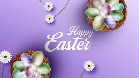 Happy Easter banner, poster, greeting card. Illustrazione stock