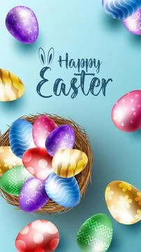 Happy Easter banner, poster, greeting card. Illustrazione stock