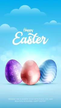 Happy Easter banner, poster, greeting card. Trendy Easter design with typography Illustrazione stock