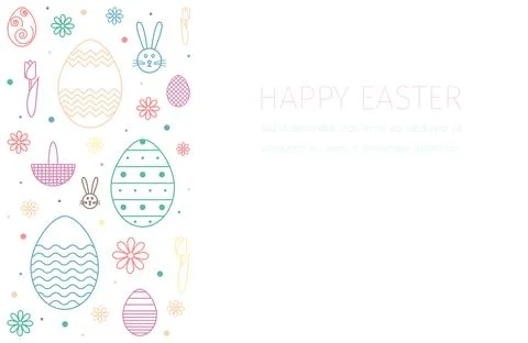 Happy Easter banner. Silhouette of different shapes of easter eggs . Vector 库存插图