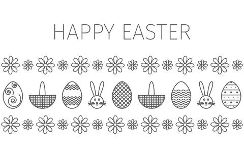 Happy Easter banner. Silhouette of different shapes of easter eggs . Vector 库存插图