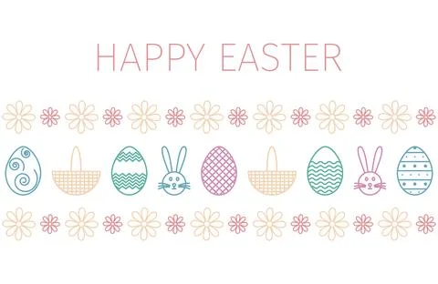 Happy Easter banner. Silhouette of different shapes of easter eggs . Vector イラスト素材