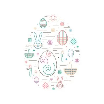 Happy Easter banner. Silhouette of different shapes of easter eggs . Vector イラスト素材