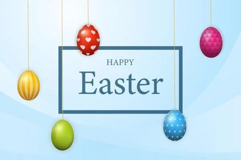 Happy Easter banner template with color eggs Stock Illustration